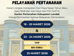 Pengumuman Pelayanan Kantor Pertanahan Kabupaten Landak pada Hari Raya Idul Fitri